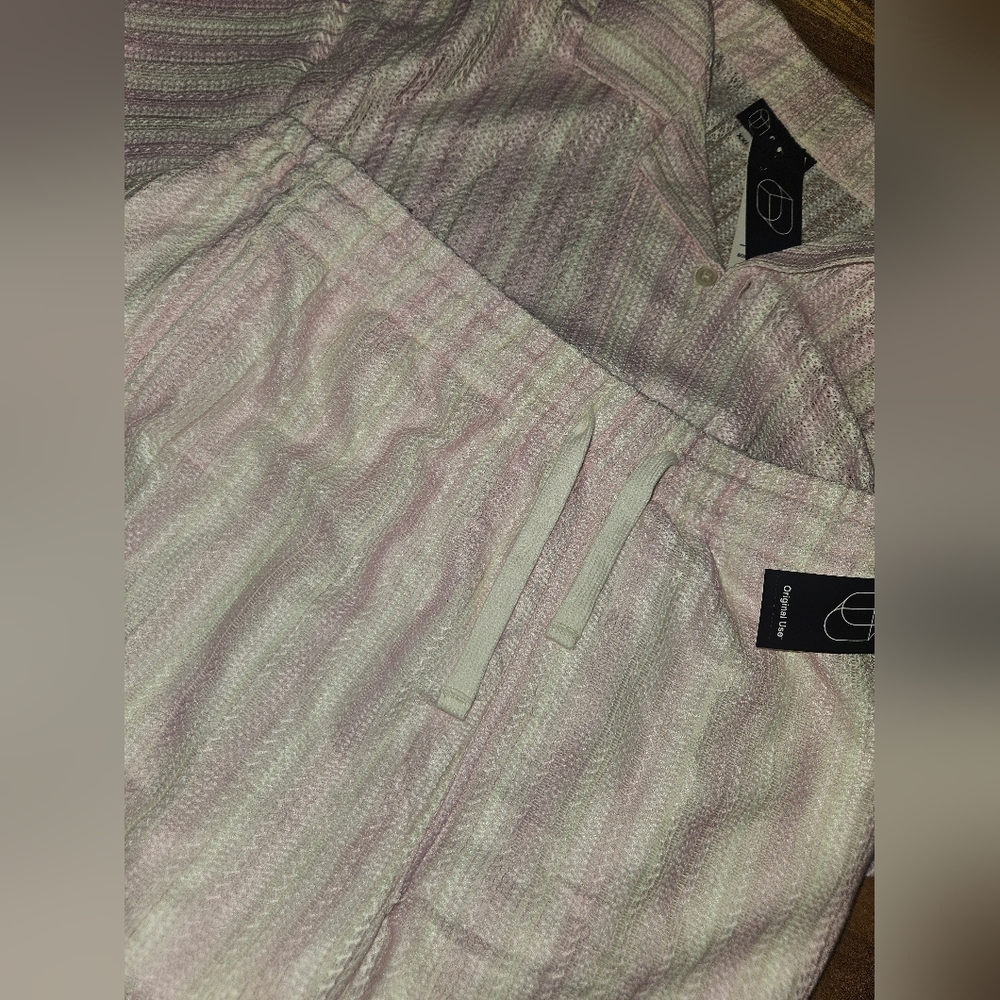 NWT Set Of Pink & White Crochet Resort Button-up Top(XXL) & Shorts(L) - Picture 2 of 16